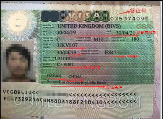 如何解读英国签证页信息？